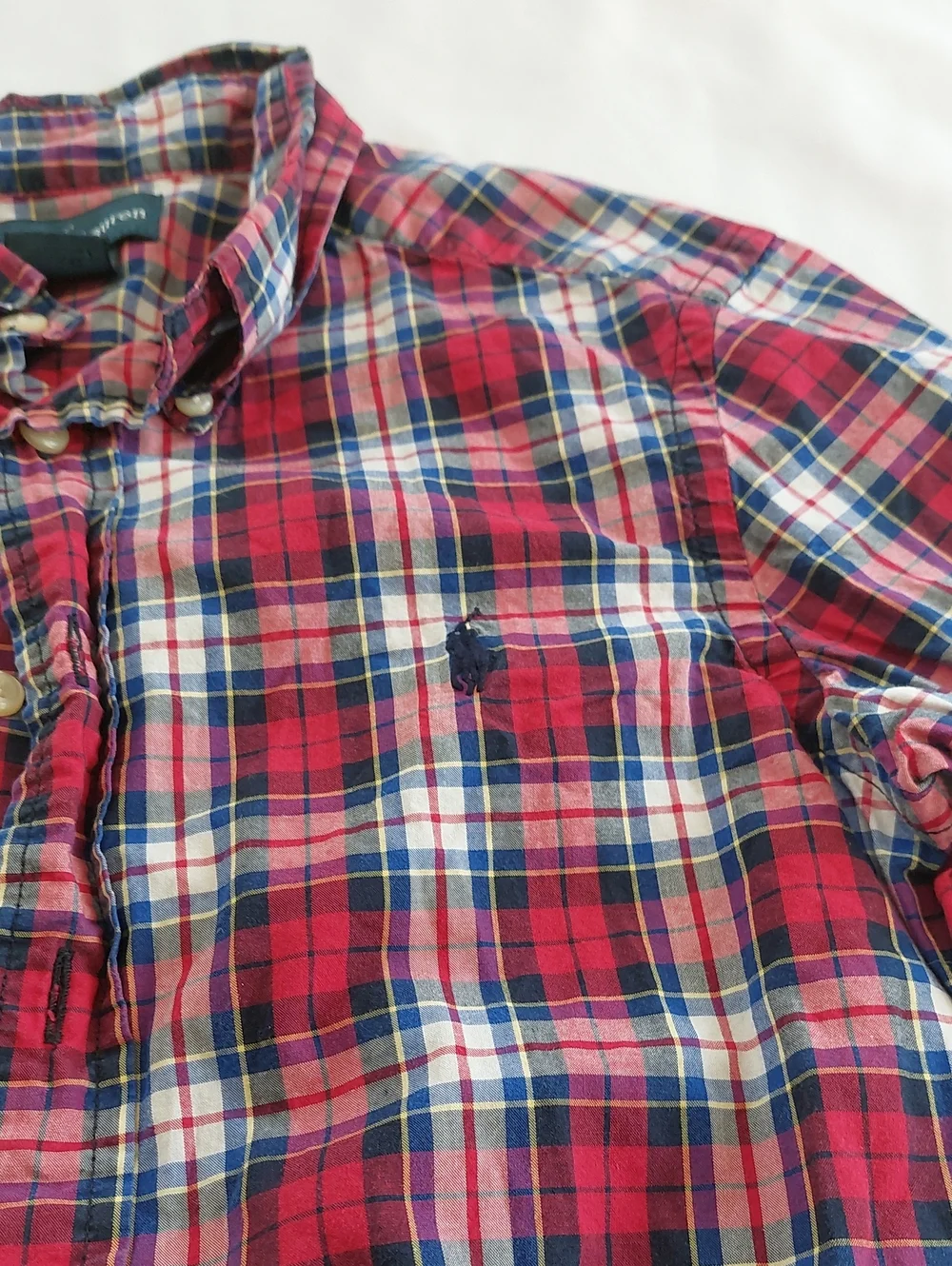 Ralph Lauren Boys  Red Plaid Button-Down Shirt.size 8